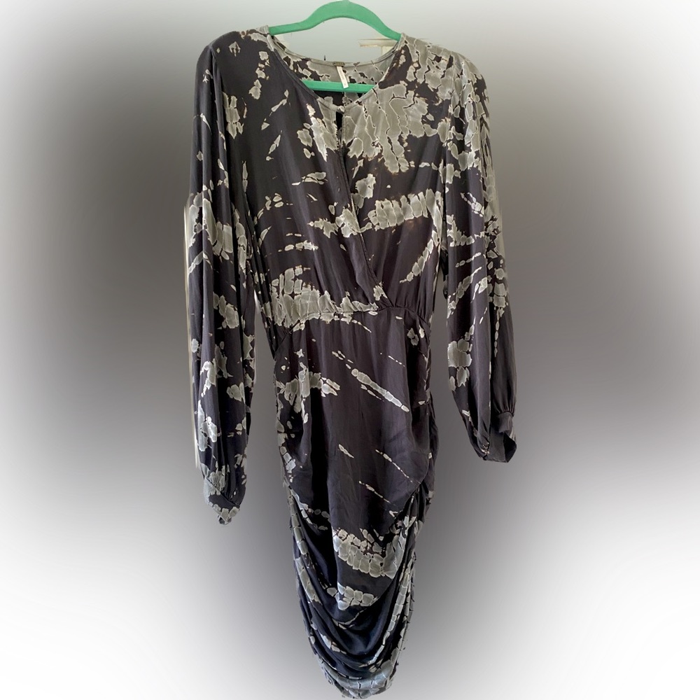 YFB Grey Tie Dye Ruched Midi Dress